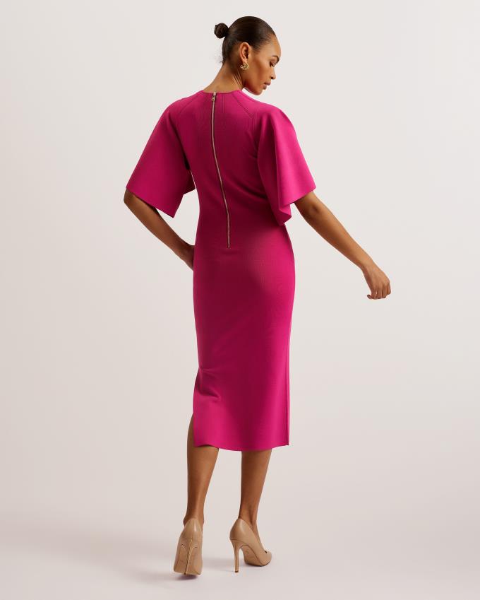 Peignoir Ted Baker Fluted Sleeve Knitted Bodycon Midi Rose Clair Femme | PRJ-04328445